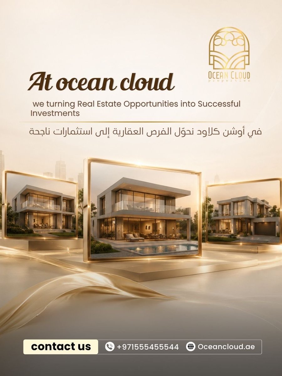 oceancloudae's tweet photo. في أوشن كلاود نحوّل الفرص العقارية إلى استثمارات ناجحة

At ocean cloud we turning Real Estate Opportunities into Successful Investments

تواصلوا معنا عبر 
📞+971 55 545 5544
📧 contact@oceancloud.ae
موقعنا 
📍Abu Dhabi
🕸️https://t.co/JSG8XwdjGu https://t.co/ZMN6HYHMRM