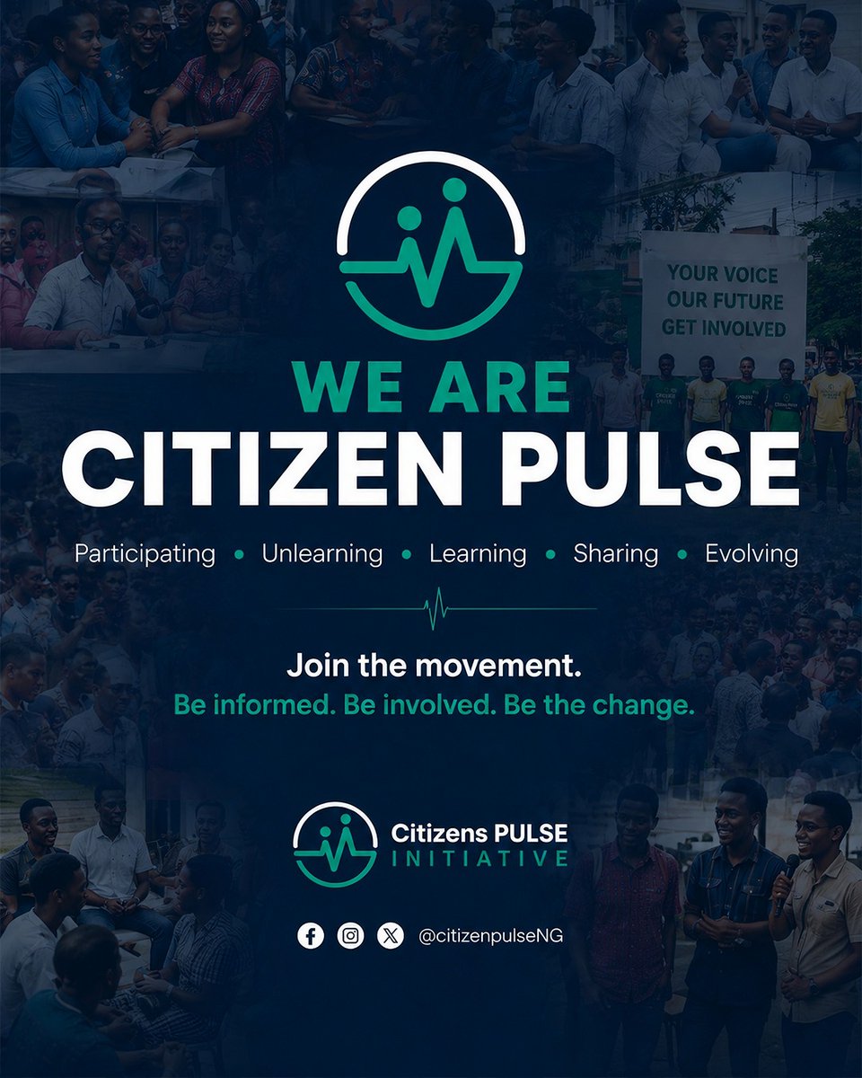 Citizens_PULSE's tweet photo. We're here to make sure you know how to touch back.
Tag a friend who needs to see this. Follow us. Stay informed. Rise up.

#CitizenPulse #NigeriaRising #CivicEngagement #KnowYourPower https://t.co/vL2H2xbWZD