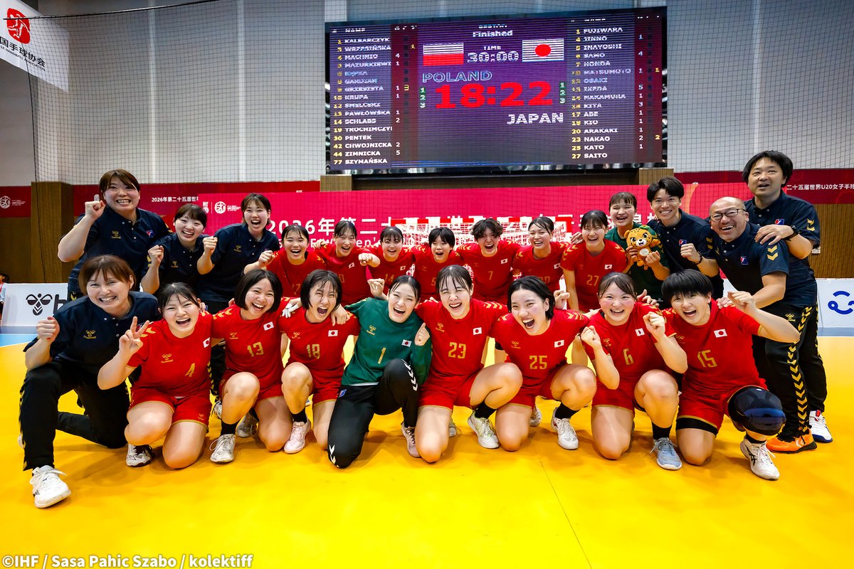 JHA_national's tweet photo. Match report📝
2026.6.30 vsポーランド🇵🇱
第25回IHF女子ジュニア(U-20)世界選手権🏆

ベスト8進出決定！
メインラウンドを突破し準々決勝へ。
🔗https://t.co/WfchbEi3by

#ハンドボール日本代表