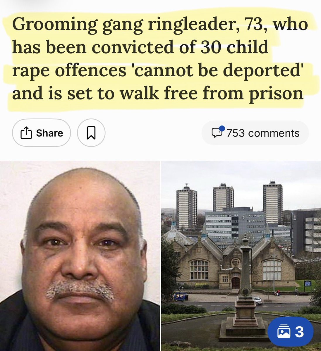 Artemisfornow's tweet photo. Don’t DARE say ‘cannot be deported’ yes he bloody can! Parliament is sovereign and could change the law! 

This man has been convicted of 30 child rape offences, ‘cannot’ be deported because of legal protections dating back decades?

Parliament created those laws. Parliament can repeal those laws. They just don’t want to. Ask why?