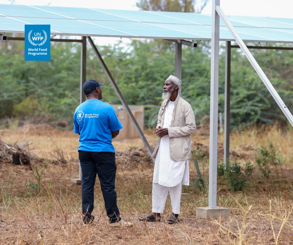 WFP_Kenya's tweet photo. In Garissa, support from Zoetis Foundation is helping farmers unlock the potential of year-round agriculture.

A solar-powered irrigation system installed at Nadhir farm enables farmers to draw water from the River Tana 💧supporting food production, strengthening livelihoods, and building resilience to climate-related shocks.