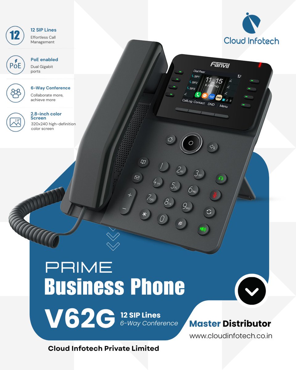 CloudInfotech1's tweet photo. 𝗘𝘃𝗲𝗿𝘆 𝗕𝘂𝘀𝗶𝗻𝗲𝘀𝘀 𝗖𝗮𝗹𝗹 𝗗𝗲𝘀𝗲𝗿𝘃𝗲𝘀 𝗣𝗿𝗶𝗺𝗲 𝗣𝗲𝗿𝗳𝗼𝗿𝗺𝗮𝗻𝗰𝗲
Work smarter with the Fanvil V62G featuring HD audio, 12 SIP lines, 6-way conferencing, and Gigabit connectivity.
Learn More: https://t.co/5i7S6RLmqE | 📞 099992 84312

#CloudInfotech #Fanvil https://t.co/TYpByc9JkU