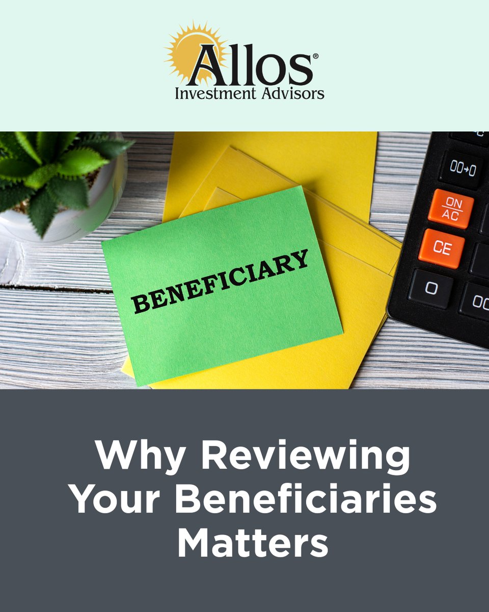 AllosAdvisors's tweet photo. Beneficiary designations are easy to overlook, but they play an important role in making sure your assets go to the people you intend. And at times, those designations could override what is written in your will. - https://t.co/jYenH73lUS

#KansasCity #PhoenixAZ #UtahValley https://t.co/Xafx51FHRV