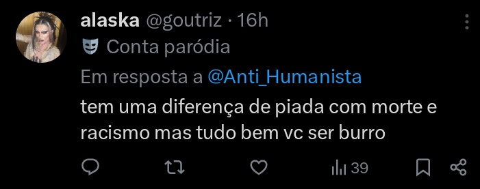 Anti_Humanista's tweet photo. O brasileiro concebe o negro da mesma forma que o republicano dos Estados Unidos concebe o judeu: uma criatura sacrossanta, intocável e digna de todas a honras por traumas vividos em tempos passados. Nossa versão do filossemitismo americano chama-se negrolatria https://t.co/la4ZMnJb2j