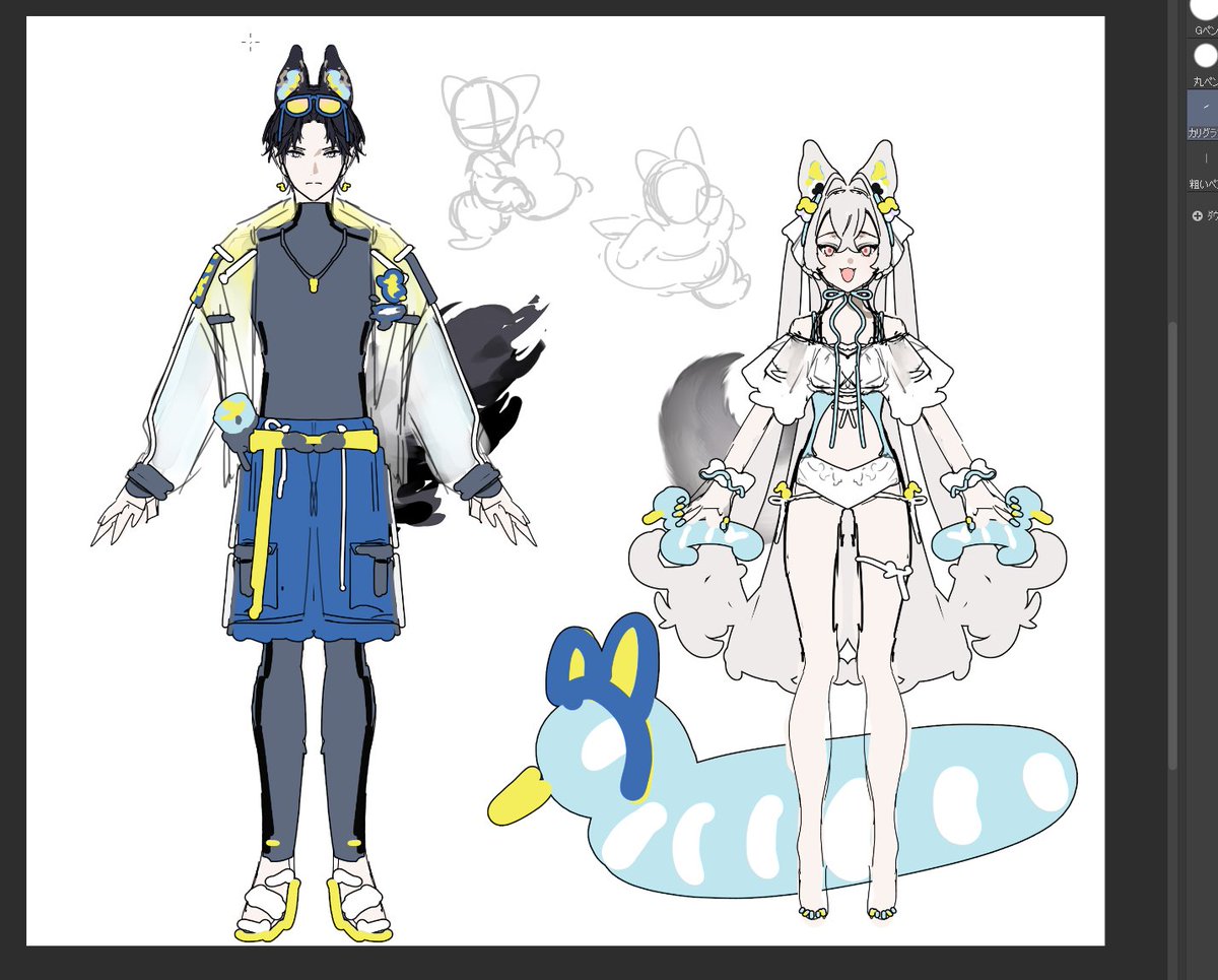 oxSTL's tweet photo. ケルモネとロスティの水着デザイン考え中 https://t.co/0yAotBVG7X
