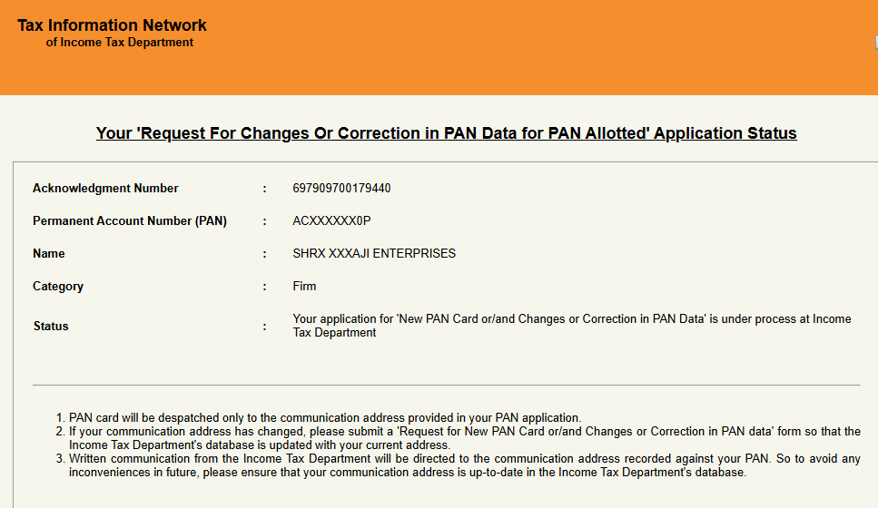 capintugupta's tweet photo. Applied for PAN correction on 03-06-2026. Status is still "In Process" with no progress or update. Kindly expedite the request and provide an update.
Ack No.: 697909700179440 @NSDL_Depository @IncomeTaxIndia @ProteanEgovTech @FinMinIndia @PIB_India 
#PAN #PANCorrection #IncomeTax https://t.co/o8hgJg4AzK