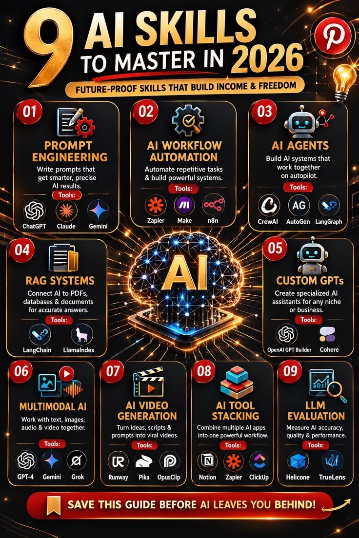 Eli_Krumova's tweet photo. 📌 9 AI Skills to Master in 2026 🤖🔥

CC @enilev @Khulood_Almani @Ronald_vanLoon @mvollmer1 @Mack1510019 @Fabriziobustama @TansuYegen @TanyaSinha_ @c4trends @RagusoSergio @FrRonconi @GlenGilmore @baski_LA @sonu_monika @Shi4Tech @JimHarris @EvanKirstel @sallyeaves @enricomolinari @pierrepinna @pascal_bornet @ipfconline1 @globaliqx @SpirosMargaris @KanezaDiane1 @AlbertoEMachado @AstridLavalette @anand_narang @kashthefuturist @devbhatt72 @EstelaMandela @jeancayeux @Sharleneisenia @pchamard @RLDI_Lamy @KirkDBorne @HaroldSinnott @AndrewinContact @andresvilarino @BenjQEC @sulefati7 @XavierAncelin @bimedotcom @MargaretSiegien @AnthonyRochand

Via @AIUpdatesX
#AI #LLM #ArtificialIntelligence #futureofwork #digitaltransformation #tech #TechTrends #EmergingTech
