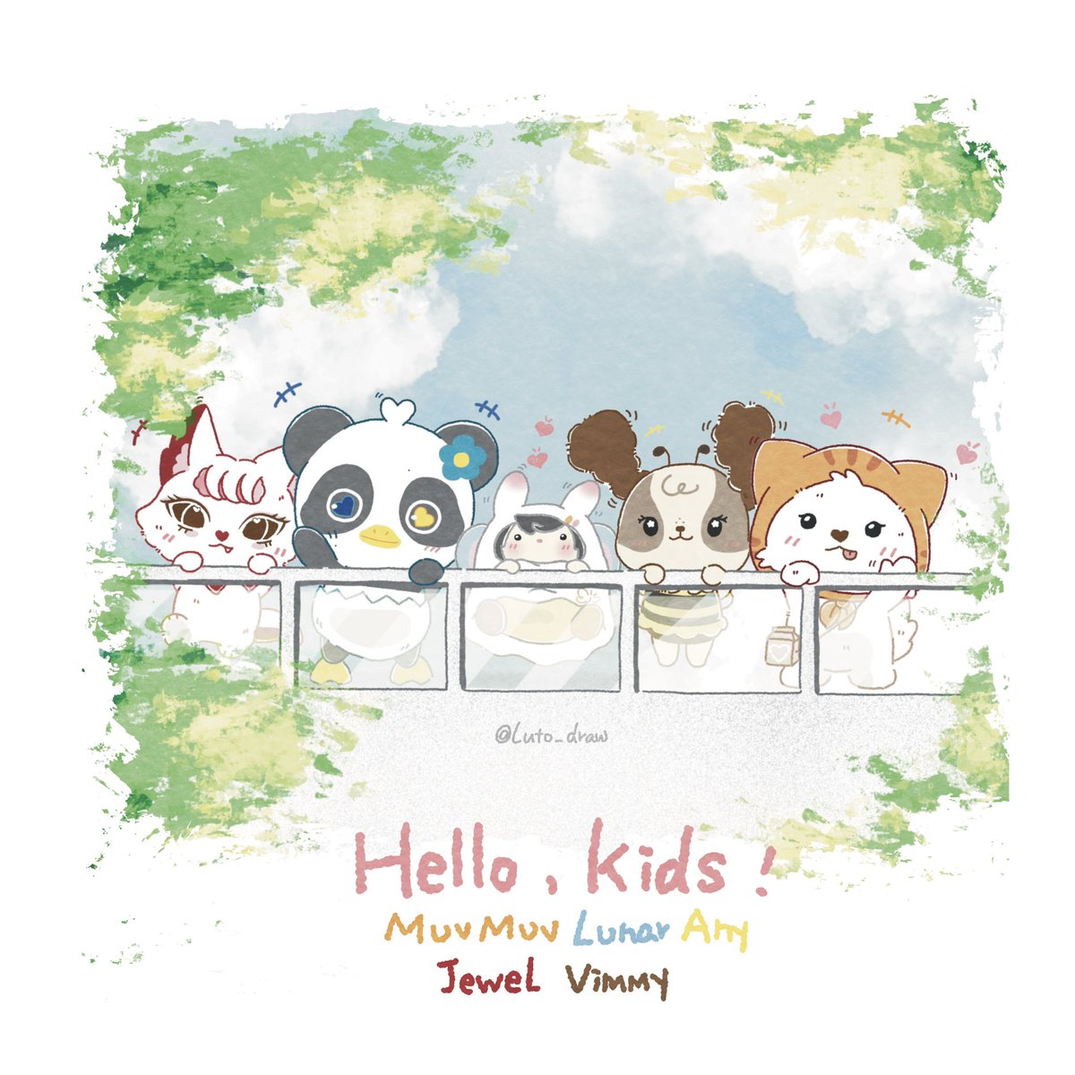 Lutodraw's tweet photo. Hello,kids!

今天是
女寶阿孫們！
🐶🐼🐣🦋👧🏻🦊🐝

@muvmuv_GMMTV  @lunar_GMMTV @any_GMMTV @vimmy_gmmtv  @JewelGMMTV 

#MuvMuv #Lunar #Any
#Jewel #Vimmy

=====

用孩子們結束忙碌的6月份❤️ https://t.co/el5dReaUcY