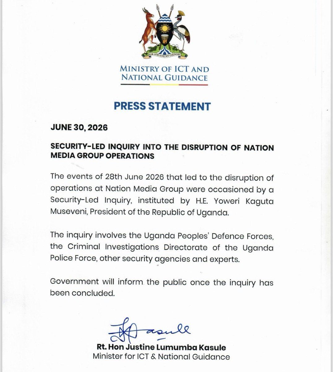 kyomugasho3's tweet photo. Govt breaks silence on NMG siege, says Museveni ordered 'security inquiry'
https://t.co/FOqfNIv9Op
#MonitorUpdates https://t.co/YOH3ufpqaq