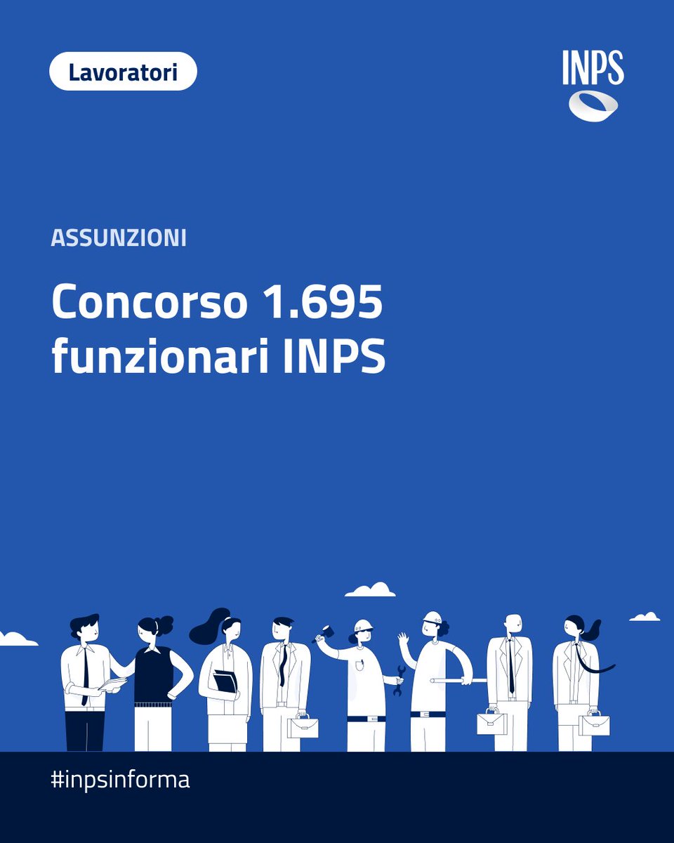 INPS_it's tweet photo. Concorso pubblico per l’assunzione di 1.695 funzionari.
La domanda di partecipazione deve essere presentata tramite il Portale inPA
👉🏻 https://t.co/uQ1gYU1Obq
Inps Informa https://t.co/BcICsHwpFC