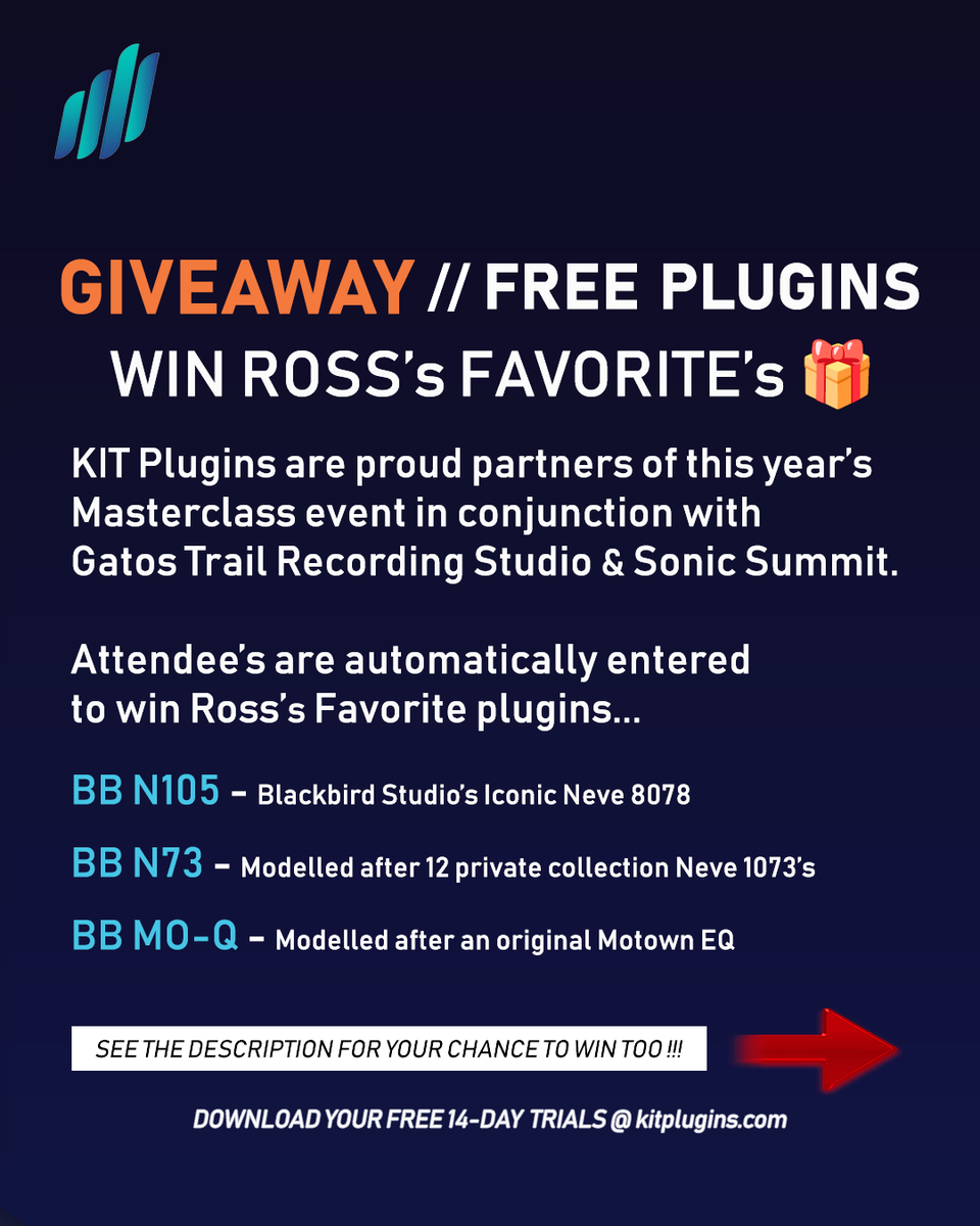 KITplugins's tweet photo. 🎚️ Join GRAMMY-winning producer Ross Hogarth for a 4-day Music Production Masterclass in Joshua Tree, CA!

🗓️ July 23–27, 2026
🎛️ Create &amp; learn with top artists and producers.
Limited spots: https://t.co/2bCaTIPKp0

🎁 Win Ross’ favorite KIT Plugins: https://t.co/r83neFCGAw https://t.co/r7Ykxjg6Fl