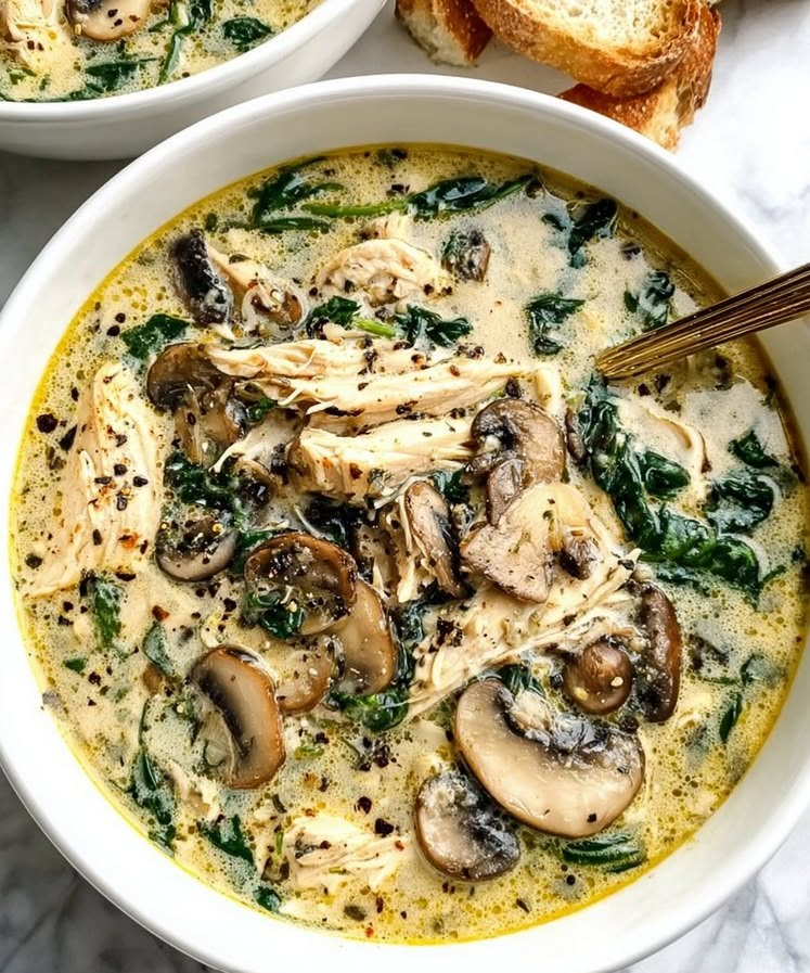summer_food's tweet photo. Rotisserie Chicken Mushroom Soup

Ingredients
1 medium white onion, diced (or substitute with red onion or shallots)
2-3 stalks celery, chopped
3 garlic cloves, minced
8 oz mushrooms https://t.co/qOIbrYnMby
