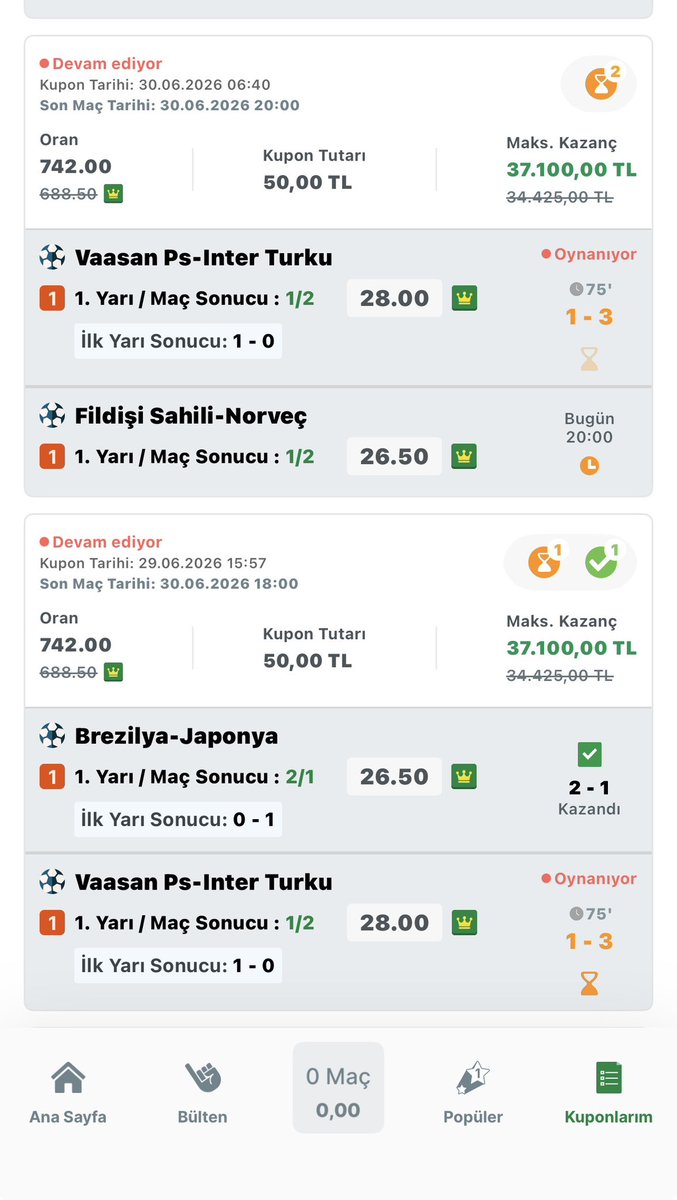 bkrr47's tweet photo. Hem Tekli Hem İkili yedik bitirdik sezona girmedik daha 🔥🔥🧿💰
#iyms #nesine #iddaa https://t.co/HyhnhkFb3t