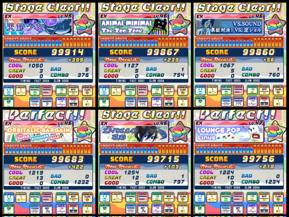 ika10ka's tweet photo. 6月のやつ！
クラ10 BPM200になった直後の16分コツ掴んで99.3k！譜面判別しやすくて超タイムフリー向き🐔

Lv.49新規パフェ+2
新曲辛うじてフルコン
BitRacerもだけどハイチア譜面パフェ難すぎる https://t.co/MyhfN00KMp