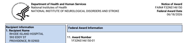 himynameiserict's tweet photo. Super excited to have been selected for an NINDS F32 award to study circuit mechanisms underlying loss, restoration, and maintenance of consciousness in TBI! Incredibly grateful for this opportunity &amp; for my mentors @AtharNMalik and @cimoore444 at @RIHospital / @BrownUniversity https://t.co/JOi4CWXnuq