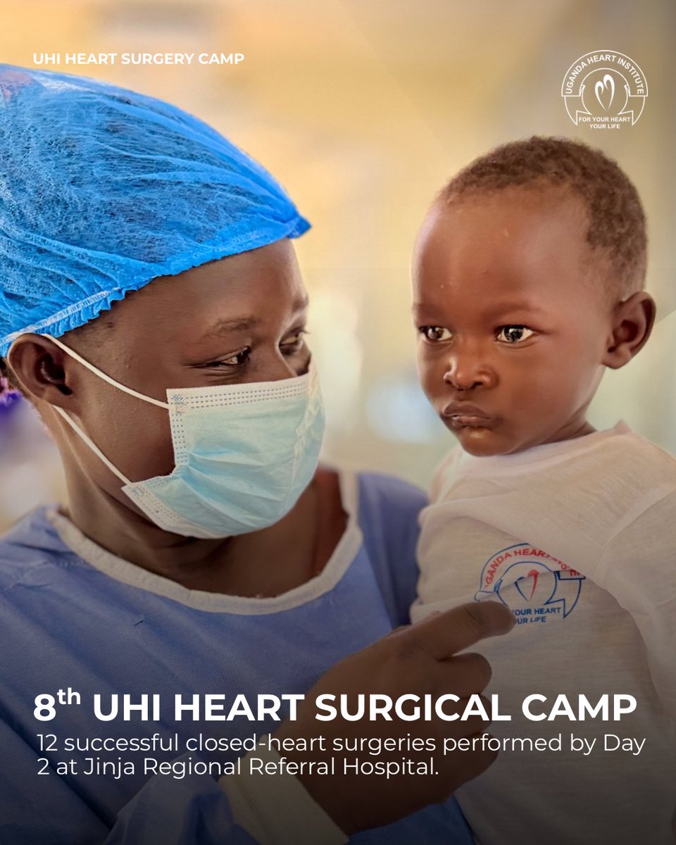 HeartUganda's tweet photo. Day 2 has been another successful milestone!

The six children who underwent surgery yesterday are recovering well in the ICU at @JinjaRRH.

Today, our team successfully completed six more closed-heart surgeries, bringing the total to 12 life-changing procedures completed so far and restoring hope to 12 families. 

With 9 more children ready to receive these life-saving surgeries at no cost, we remain committed to ensuring every child gets the chance to live a healthier future. 🤝

#DontMissABeat #JinjaCamp #UHI