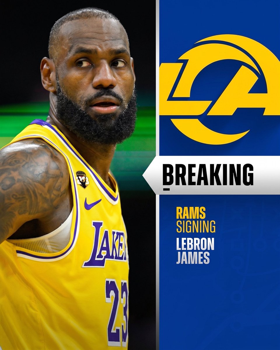 TheNFLDrop's tweet photo. BREAKING: LeBron James signs 1-year $30M deal with the Los Angeles Rams, sources tell @ESPN.

James will put his NBA career on hold to pursue the NFL for the 2026 season. https://t.co/mGuPtmREgM