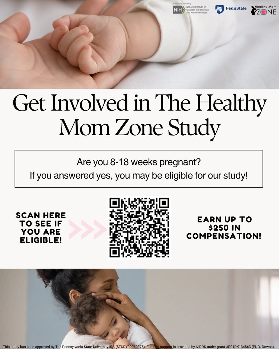 PSU_EPL's tweet photo. We need YOU! #healthymom Participation will last the length of your pregnancy. Questions? Contact our Healthy Mom Zone team at 814-865-0840 or email healthymomzone@psu.edu. Interested? Click this link to see if you're eligible: https://t.co/yQEl8s5zdl https://t.co/3lH0gMn4Ub