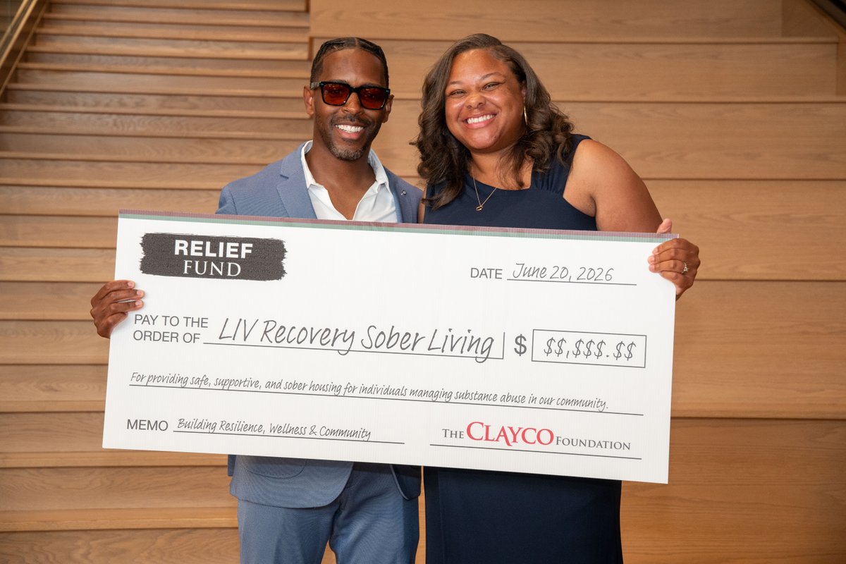 SoberLiving2's tweet photo. We're honored to share that LIV Recovery was celebrated at the Clayco Relief Fund Celebration. 💙 https://t.co/VKzVrqro9c