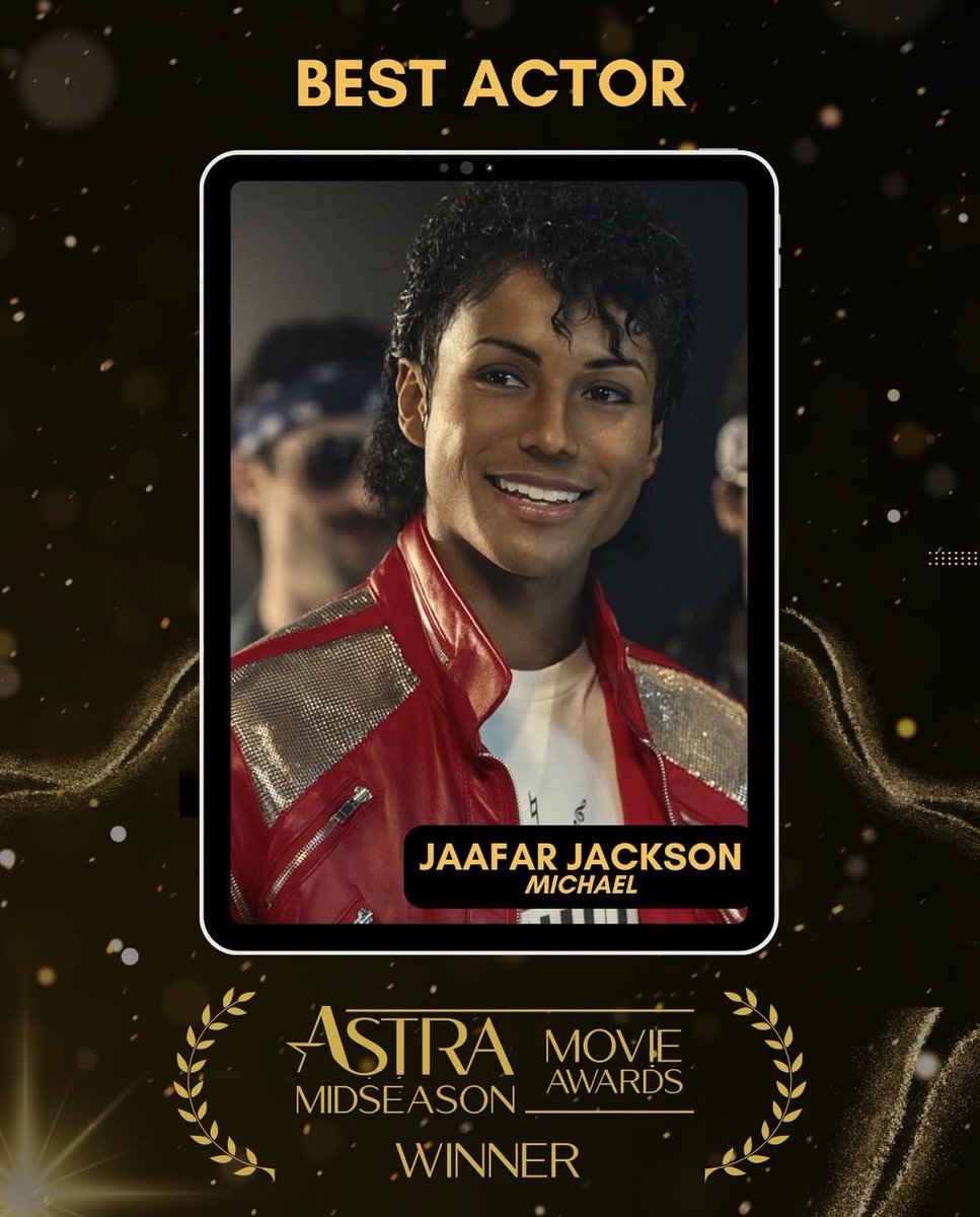JAAFARLATAM's tweet photo. 🏆¡Felicidades a Jaafar Jackson por ganar el premio a Mejor Actor por su interpretación de #Michael en los Astra Midseason Movie Awards 2026! https://t.co/HXTgbeyBRT