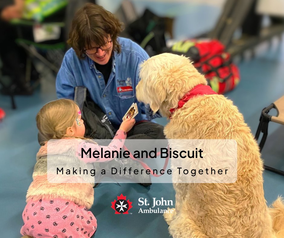 stjohn_ab's tweet photo. 💙 Meet Melanie and Biscuit! 🐶 For the past 4 years, this amazing Therapy Dog team has been sharing smiles and kindness in their community.
Thank you, Melanie and Biscuit, for all you do!
Interested in volunteering with your dog? Learn more: https://t.co/7gORgSMdu2 https://t.co/BG7wClZdFp