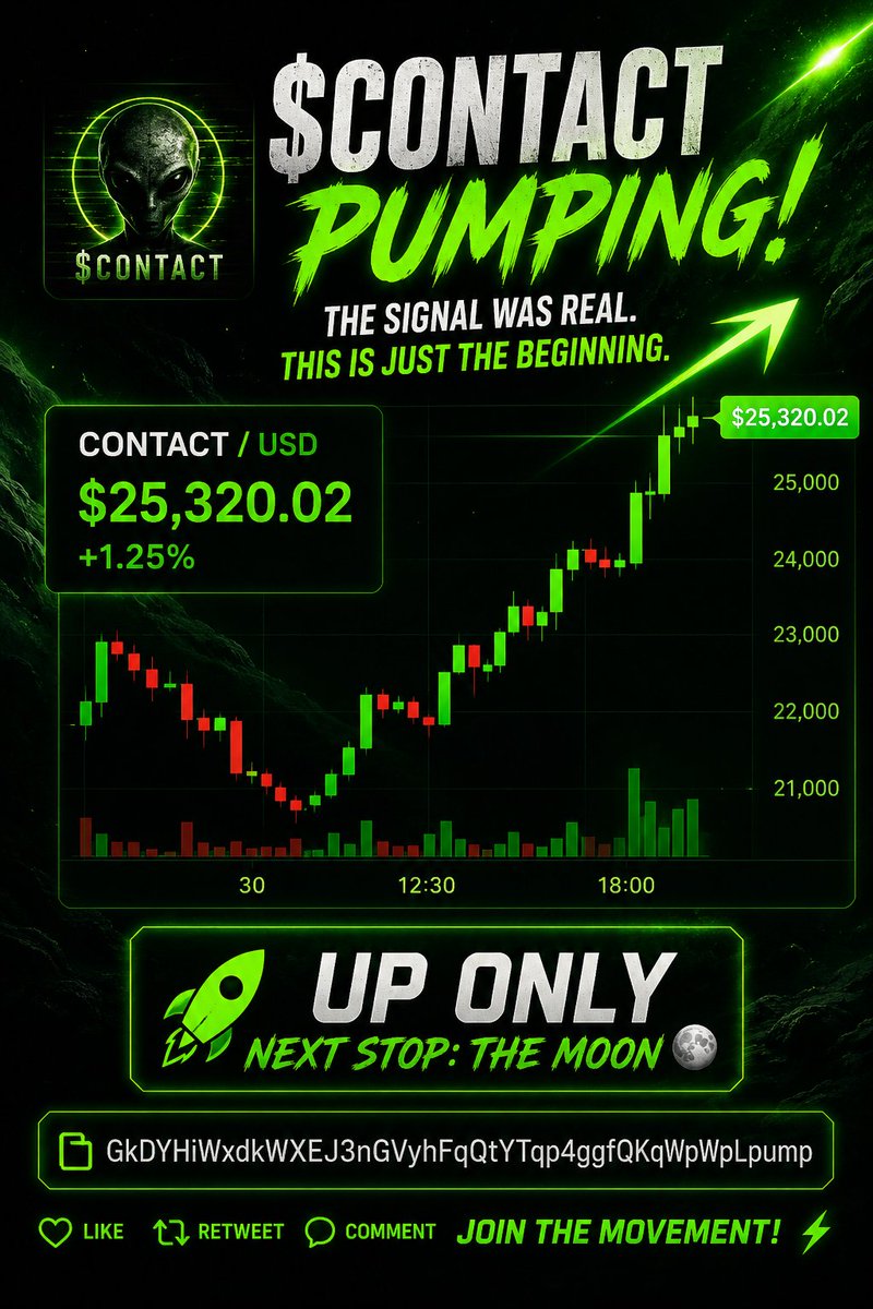 WEB3BRASIL_'s tweet photo. @Labdasmemes 
🚀 The chart doesn't lie. Momentum is building. 👽📈

$CONTACT is sending a strong signal. Early believers are watching the breakout. ⚡

CA: GkDYHiWxdkWXEJ3nGVyhFqQtYTqp4ggfQKqWpWpLpump

#CONTACT #Solana #Crypto #Memecoin #SOL #DEX #PumpFun #Altcoins #100x https://t.co/MY2cfY9MRR