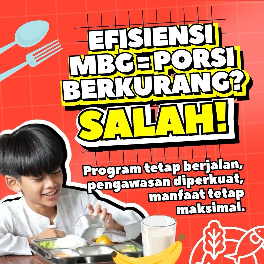 PrawakaZ's tweet photo. Belakangan muncul anggapan bahwa efisiensi anggaran membuat porsi Program Makan Bergizi Gratis (MBG) berkurang. Faktanya, efisiensi bukan berarti mengurangi manfaat yang diterima masyarakat

#makanbergizigratis
#programpemerintah
#visipresidenprabowo
#astacita
#infoterkini https://t.co/zj9vBVOHMB
