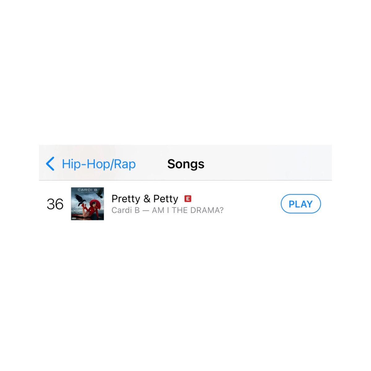 statsbelcalis's tweet photo. “Pretty &amp; Petty” is now in the US iTunes Hip-Hop/Rap Top 40 at #36. (+14) https://t.co/czexa1XOlI