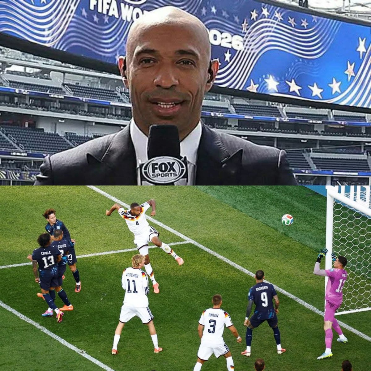 atmawiratna_'s tweet photo. 🎙Thierry Henry membalas sindiran Jürgen Klopp terhadap Arsenal.

"Dengan segala hormat kepada Jürgen, itu sama sekali tidak benar.

"Gol Jerman memang sudah tepat dianulir karena ada pelanggaran yang jelas terhadap penjaga gawang. Anda tidak bisa menghalangi, menahan, atau mengganggu pergerakan kiper lalu berharap gol tersebut tetap disahkan."

"Dan membandingkan insiden itu dengan Arsenal jelas tidak adil. Arsenal adalah salah satu tim terbaik di Eropa dalam situasi bola mati karena pergerakan, timing, dan kualitas umpan mereka, bukan karena menahan atau menghalangi kiper. Kami menyerang bola, menciptakan ruang secara sah, dan telah mencetak banyak gol dengan cara seperti itu."

"Kalau ingin mengkritik sebuah keputusan, lakukan berdasarkan Laws of the Game (Peraturan Permainan), bukan dengan menyeret Arsenal ke dalam pembahasan. Itu adalah dua situasi yang sama sekali berbeda."

---

Konyol sih udah ada VAR tiap gol itu di cek sama wasit VAR kalo faktanya gol sah ya mau gimana lagi. Dulu gol2 kaya gini ke gawang arsenal kita ga pernah protes. Sekarang aja gara2 arsenal juara banyak yang gak terima.