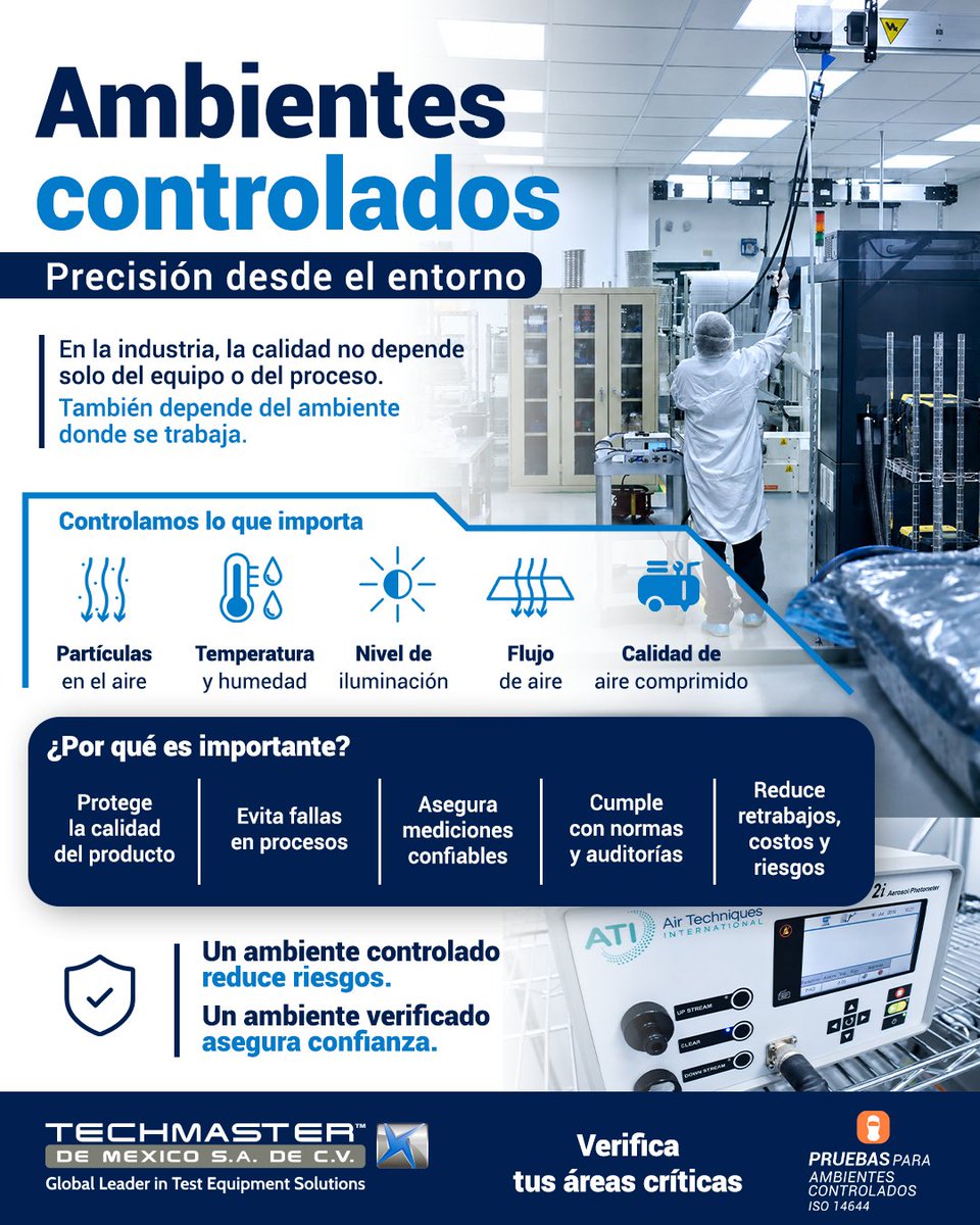 techmaster_mx's tweet photo. 🔬📋 Pruebas para ambientes controlados ISO 14644

La calidad de tu producto depende también del ambiente donde se fabrica
Verificamos lo que realmente importa ✅

Haz tu reservación 👇
🌐 https://t.co/HLusaNy6JV
📩 cotizacion@techmaster.us
📲 +52 1 664 387 5607 https://t.co/QMhakRiqYx
