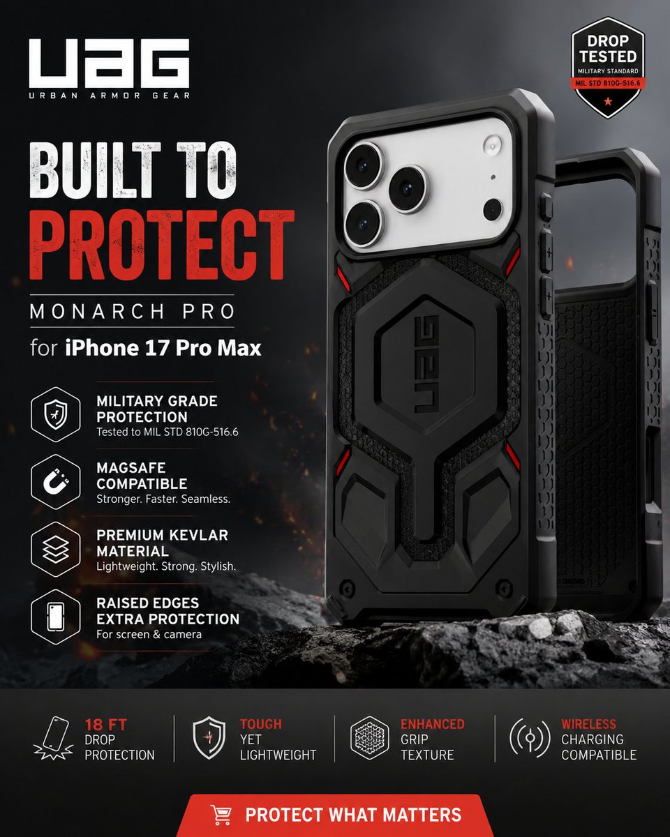 Pranav_9b's tweet photo. 🛡️ Protect your iPhone 17 Pro Max with military-grade durability.
Premium Kevlar design ✅
MagSafe compatible ✅
Built for everyday protection without compromising style. 📱🔥
🔗 Grab yours here: [https://t.co/BnbIQtjEq9] https://t.co/r21XbXABU0