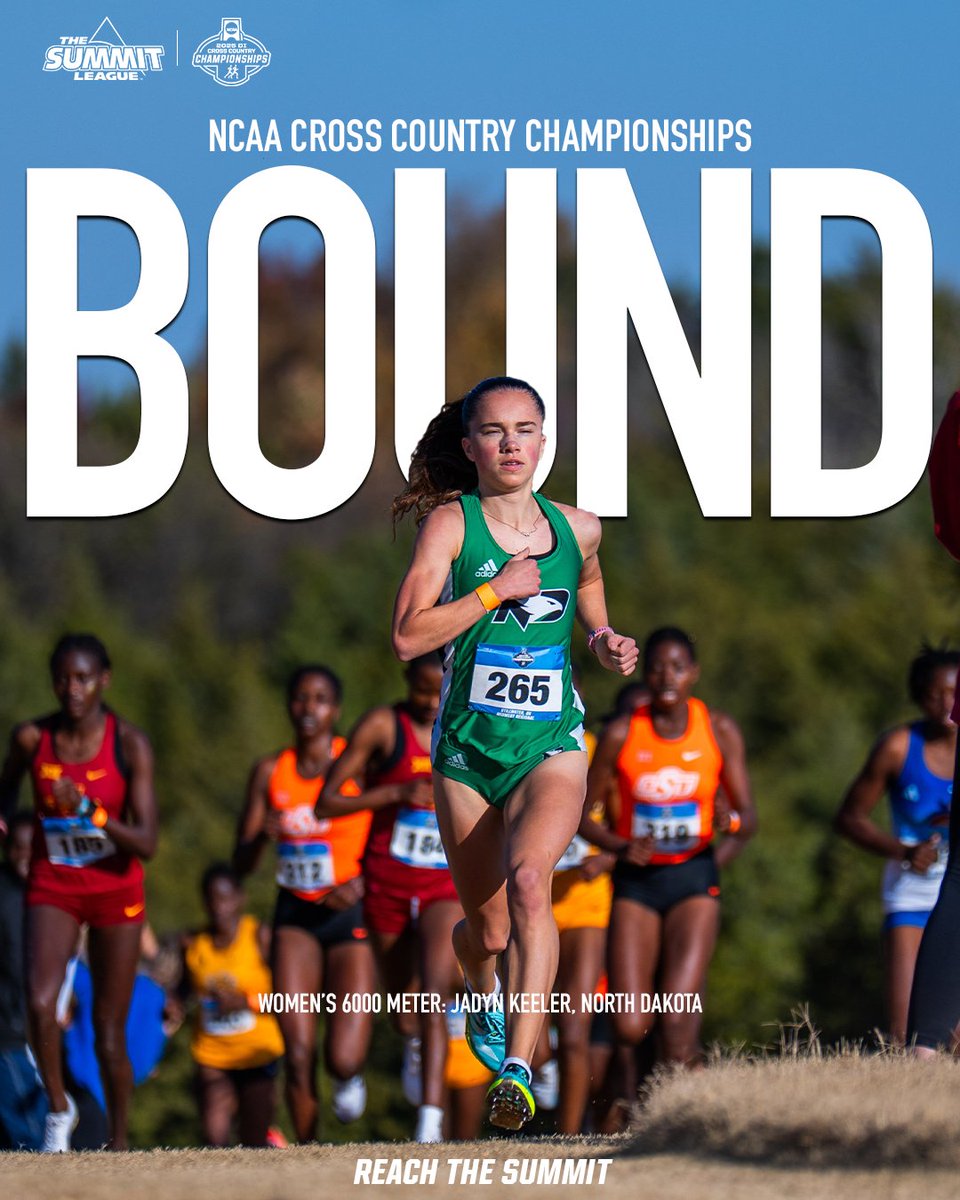 TheSummitLeague's tweet photo. 𝐑𝐞𝐥𝐢𝐯𝐞 𝐓𝐡𝐞 𝐒𝐮𝐦𝐦𝐢𝐭: 𝐅𝐚𝐥𝐥 | 𝐍𝐨𝐯𝐞𝐦𝐛𝐞𝐫 𝟏𝟒

@UNDtrackfieldXC's Jadyn Keeler punches ticket to NCAA Cross Country Championship after a fourth place finish at the NCAA Midwest Regional, crossing the line in 19:53.7 

#ReachTheSummit x #ReliveTheSummit https://t.co/PehRr4ZHgi