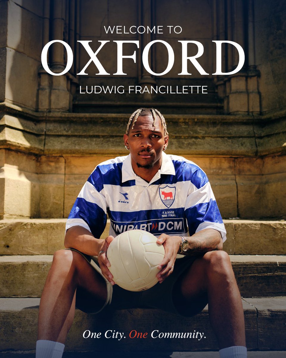 OxCityFC's tweet photo. 🐂 Welcome to Oxford, Ludwig Francillette. 

🇫🇷 We're delighted to announce the signing of towering 6ft 5in centre-back Ludwig Francillette from Morecambe. 

#OCFC https://t.co/HoGssvf590