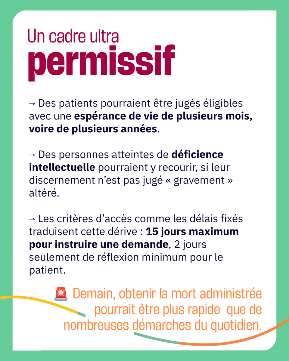 allianceVITA's tweet photo. 🔴 Ce soir, en troisième lecture, l’Assemblée nationale a adopté par 295 voix pour et 232 voix contre un texte légalisant le suicide assisté et l’euthanasie.

Ce vote ne résout rien. Il révèle au contraire une fracture profonde dans notre société.

🚨 Plus grave encore : au fil des débats, toutes les garanties essentielles ont été écartées :

- Aucun contrôle a priori des décisions létales.
- Aucune clause de conscience pour les pharmaciens ou les établissements de santé.
- Des délais réduits au minimum.

⚡Ce vote est indigne et fratricide !

En forçant une adoption avant l’été, le gouvernement impose une transformation radicale qui aura des conséquences concrètes :

- dans les familles, déjà fragilisées,
- dans les équipes soignantes, divisées,
- au cœur même des lieux qui devraient protéger les plus vulnérables.

👉Nous devons montrer notre détermination en amplifiant encore la mobilisation au plus haut niveau !

✍️ Signez la lettre ouverte au président de la République pour refuser cette bascule : https://t.co/8Y2i2fAXeu

#findevie #vote #DirectAN #Assembléenationale #euthanasie