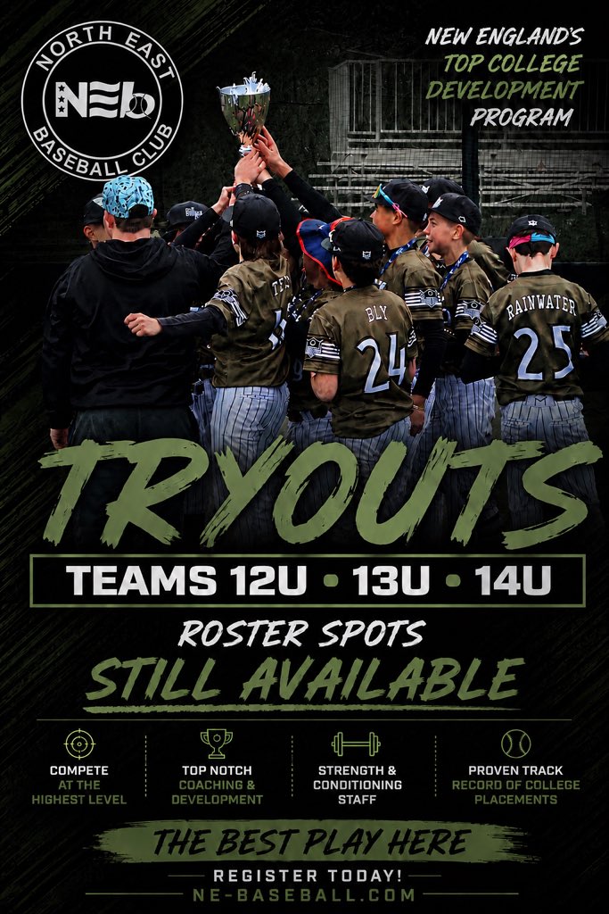 NorthEast_BBall's tweet photo. We still have roster spots available for the 2027 season! ⚾️🔥📈
⚾️ PG League
⚾️ Multiple Tournaments
⚾️ Skill & Strength Training
⚾️ Competitive Environment
Message us to schedule your own today!
#TheBestPlayHere #BaseballTryouts #NewEnglandBaseball #BaseballDevelopment https://t.co/erbV4qFevZ