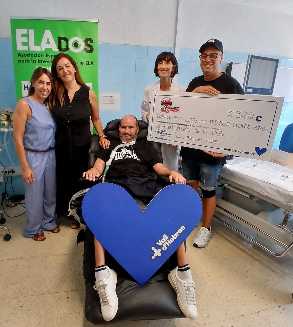pons_sabate's tweet photo. Hoy en @elados_asoc hemos destinado 10.320€ para financiar proyectos de investigación contra la ELA, de todo lo recaudado en el gran evento benéfico @eltardeo90s contra la ELA, con el gran @djpiyuli  

¡Mil gracias de corazón!

¡DONA! 🙏
BIZUM 12239
DONATIVOS POR WEB Y HAZTE SOCI@: https://t.co/wOXutnUYft

79.192€ hemos conseguido destinar en lo que llevamos de año al equipo de investigación contra la ELA del @VHIR_