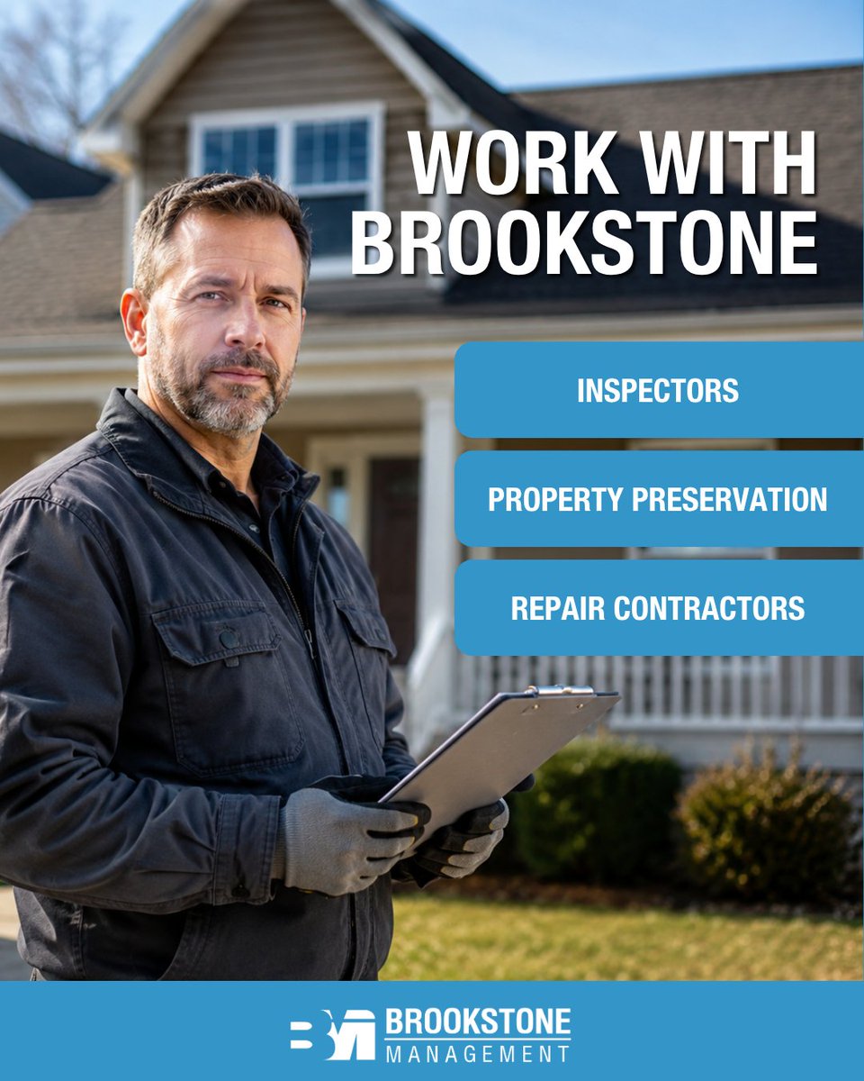 Brookstone_M's tweet photo. Brookstone Management is continuing to grow our vendor network and looking to connect with experienced field service professionals.

We are seeking:

🔹 Inspectors
🔹 Property Preservation
🔹 Repair

Apply today → https://t.co/G6Dayd9Rky https://t.co/jHOcyszD9J