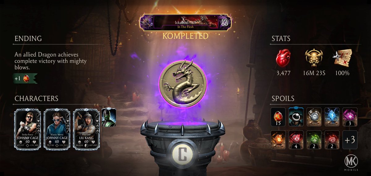ickabod69's tweet photo. I just completed a Krypt Run in Mortal Kombat mobile! Check out my stats. https://t.co/SzW6s5Atck