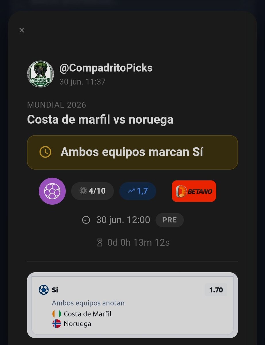 CompadritoPicks's tweet photo. Buenas compadritos.
Cómo siempre hoy estare en búsqueda de valor en nuestros mercados designados.
De momento les había dejado en la página 3 pronósticos. https://t.co/4UvldFtf81
