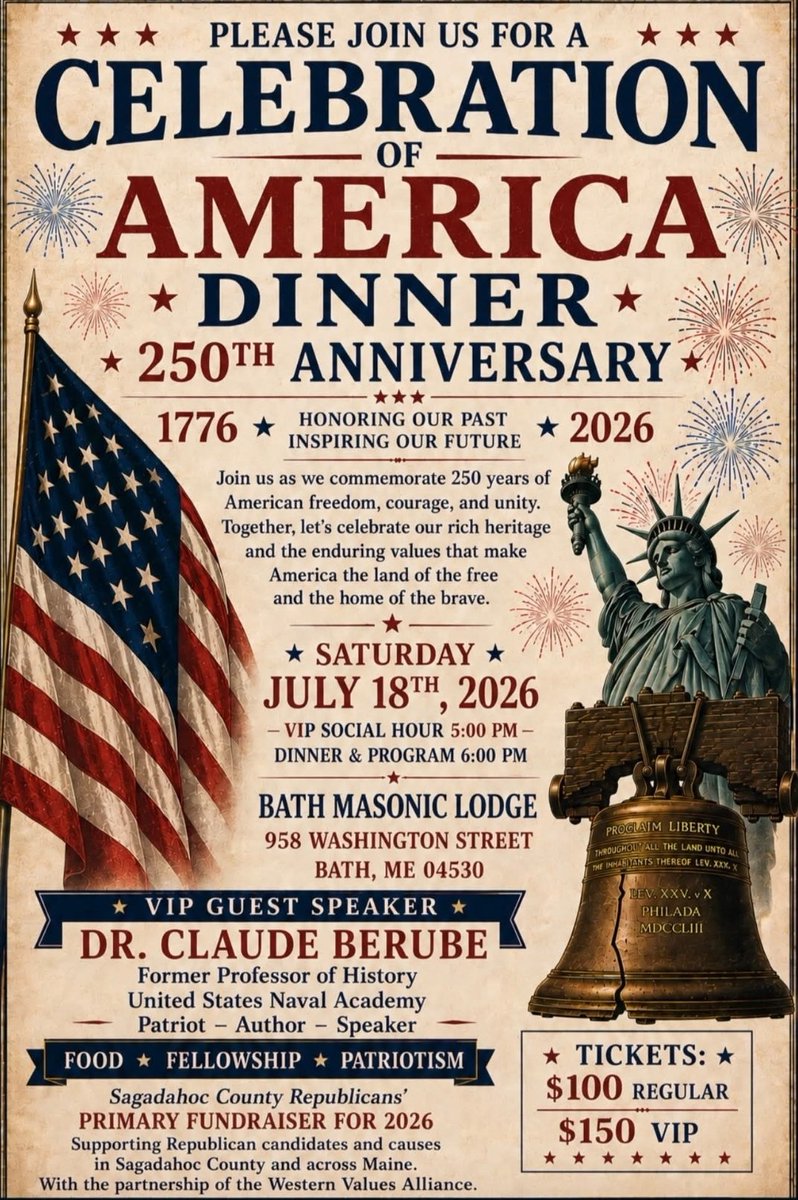 njhamlin's tweet photo. Sagadahoc going big! Come out and celebrate with us as we raise funds to help our candidates turn Maine red. https://t.co/zf7Ll6DbzI