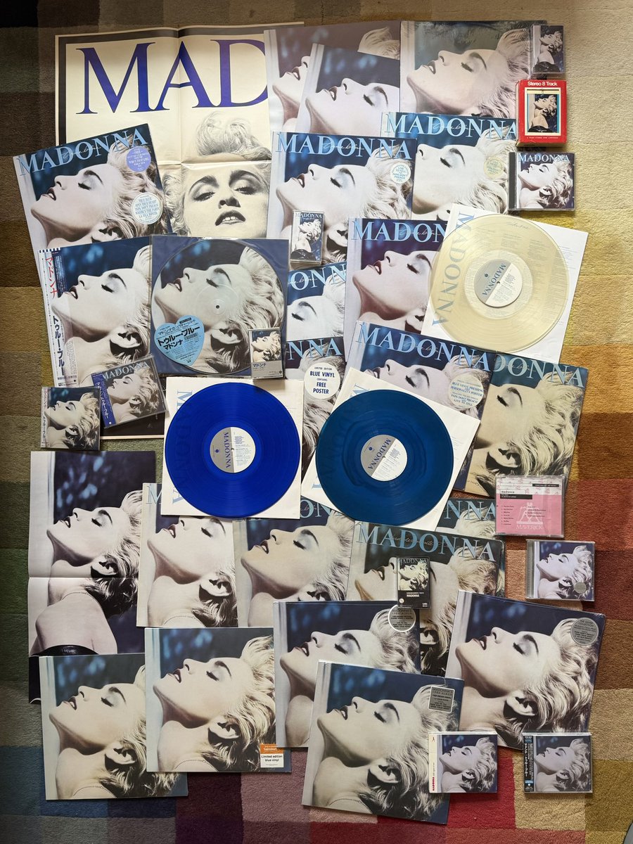 RetroPopBoy's tweet photo. 40 years of True Blue! The first Madonna album I bought with my own money. I appear to have bought a few more editions since then… #Madonna #MadonnaCollection @Madonna @madonnaHQ https://t.co/P3VwaD8Xz7