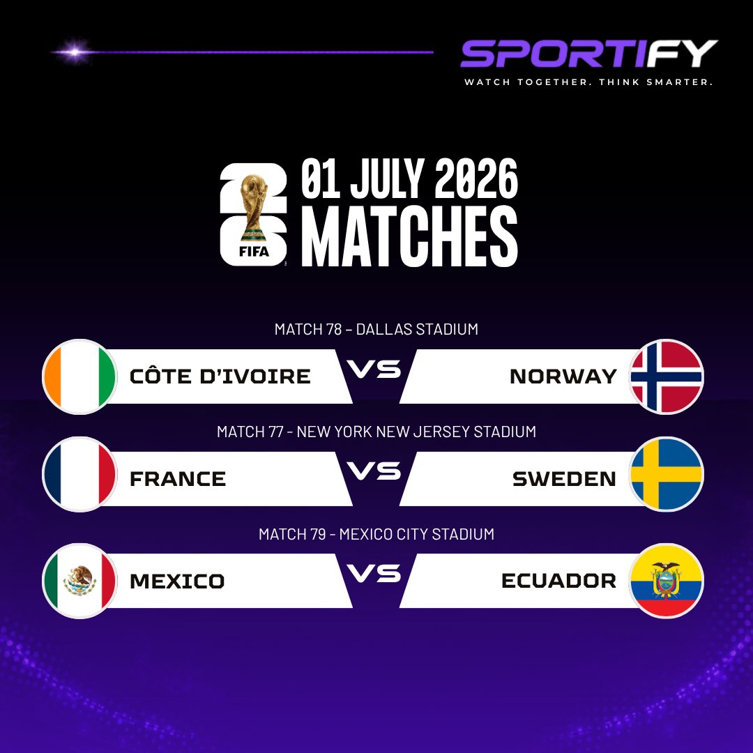 Sportifylive_io's tweet photo. Legends battle once more today. Catch all matches on Sportify!

#FIFA #WorldCup #WorldCup2026 #WorldCupSchedule #WorldCupSched #FIFAWorldCup https://t.co/pd1nqogRqt
