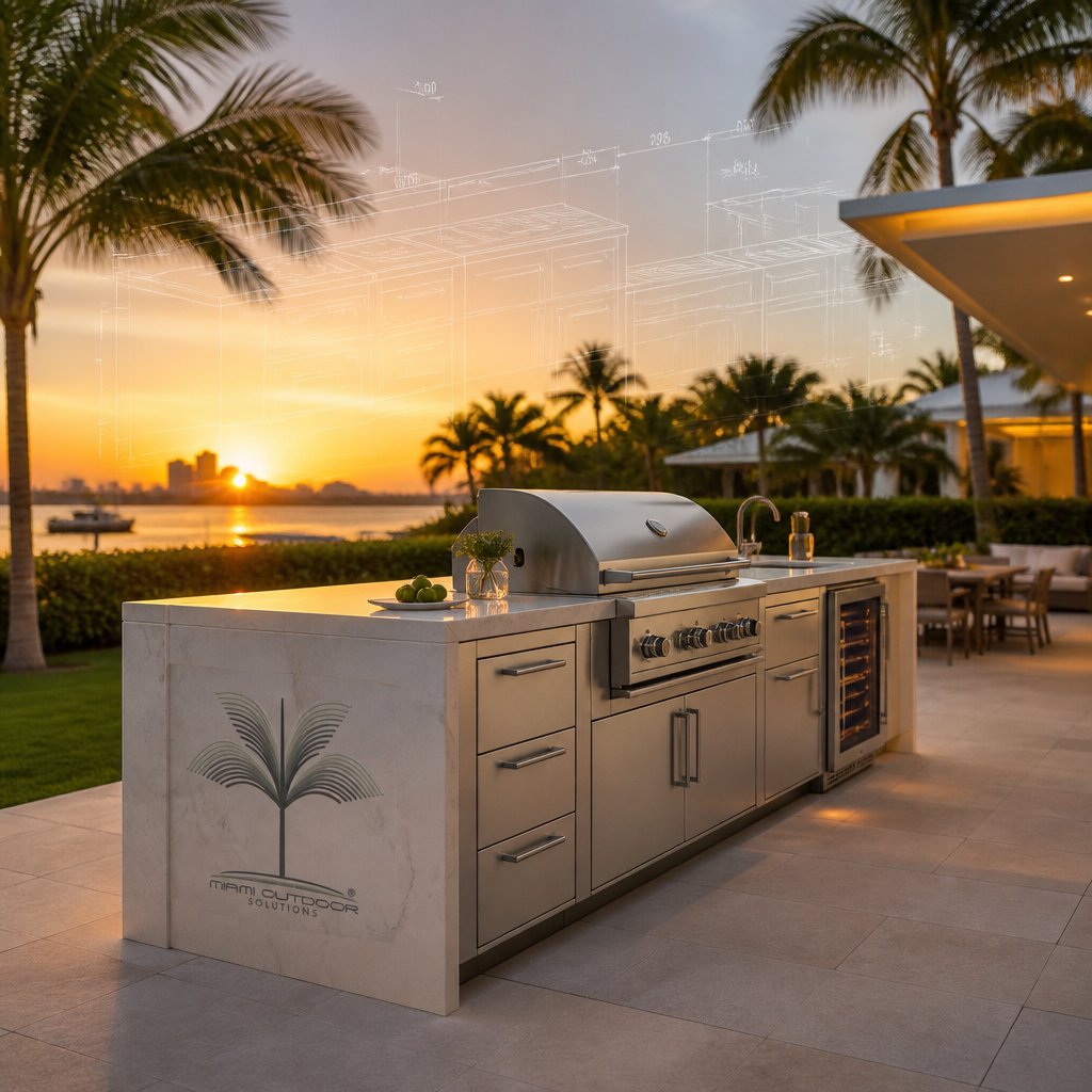 MiamiOutdoorCGC's tweet photo. We design and build bespoke outdoor kitchens for Miami entertaining, from 3D planning to licensed, insured construction. Custom outdoor luxury  grills, refrigeration, and storage to boost property utility and long-term value. See examples: https://t.co/E5DKlJQy3q https://t.co/d0uEXX49Mj