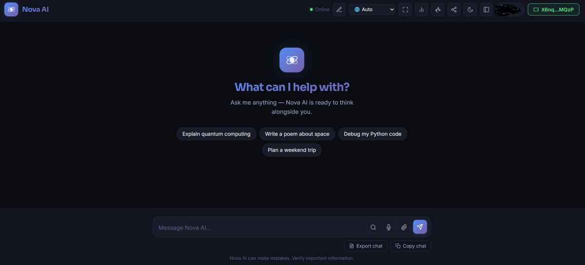 NovaStudiosAI's tweet photo. Building in public means debugging in public too 😅

Spent the last hour fixing Solana wallet connect.

It's live now. Working perfectly.

This is what shipping actually looks like.

https://t.co/tzdjmtC90c

#BuildInPublic #Solana #AI https://t.co/b9KLblfmeL