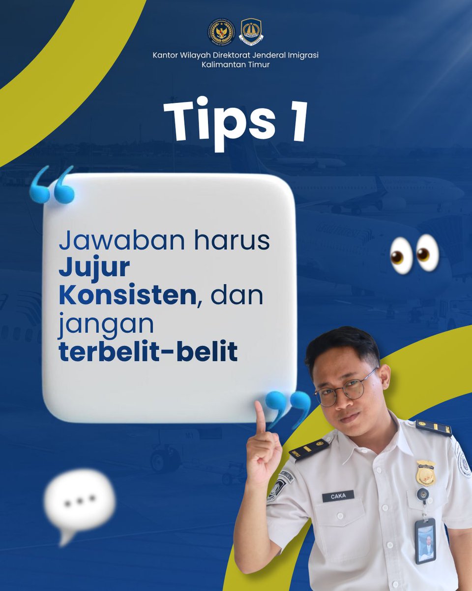 imigrasikaltim's tweet photo. Deg-degan saat diperiksa petugas imigrasi? 😄✈️ Tenang, pemeriksaan dilakukan untuk memastikan perjalananmu aman sekaligus mencegah TPPO dan kejahatan lintas negara. Jawab dengan jujur dan tenang ya, Sobat Mido! 🛡️ https://t.co/IMfh42ehj8