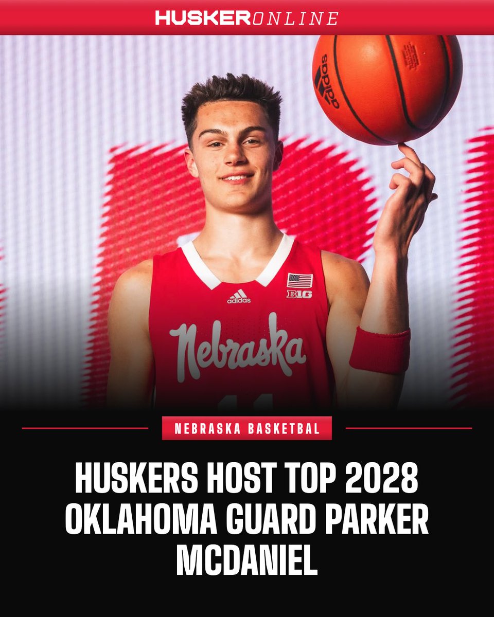 RobinWashut's tweet photo. Nebraska hosted one of the nation's top rising 2028 prospects in Oklahoma guard Parker McDaniel.

More on the Huskers' pursuit of the 6-3 scorer... 🌽🏀

🔗: https://t.co/T9YAlIVzVE https://t.co/At0rjimYvt