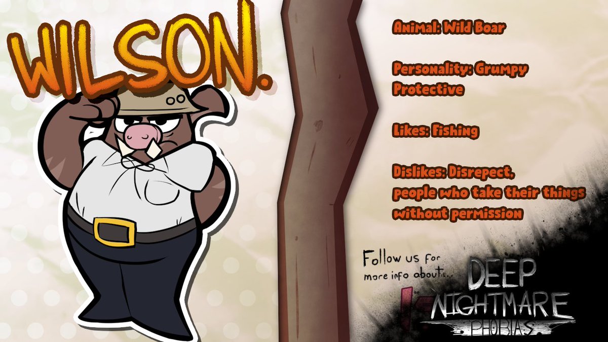 AstroBytesGames's tweet photo. CHARACTER REVEAL:  Wilson! 🐗

He's the one in charge, and makes his best to get dinner every night

Nobody respect him, but he's getting used to.

#characterdesign #indiehorror #DeepNightmarePhobias https://t.co/YiVYuNlQVC