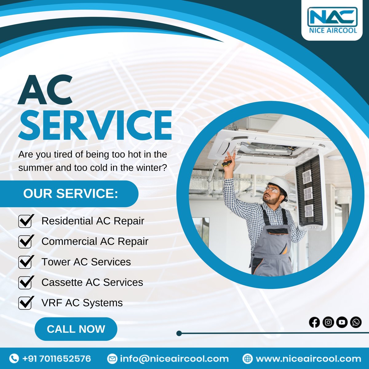 nice_aircool's tweet photo. 🥵 Beat the heat with Nice Aircool! ❄️
🔧 AC Repair | ⚙️ Installation | 🧹 Cleaning
📞 +91-7011652576
💬 WhatsApp: https://t.co/e2eT3yCTXG
🌐 https://t.co/pAnuDu0Czj
#NiceAircool #ACService #StayCool https://t.co/B8k78KdYUO