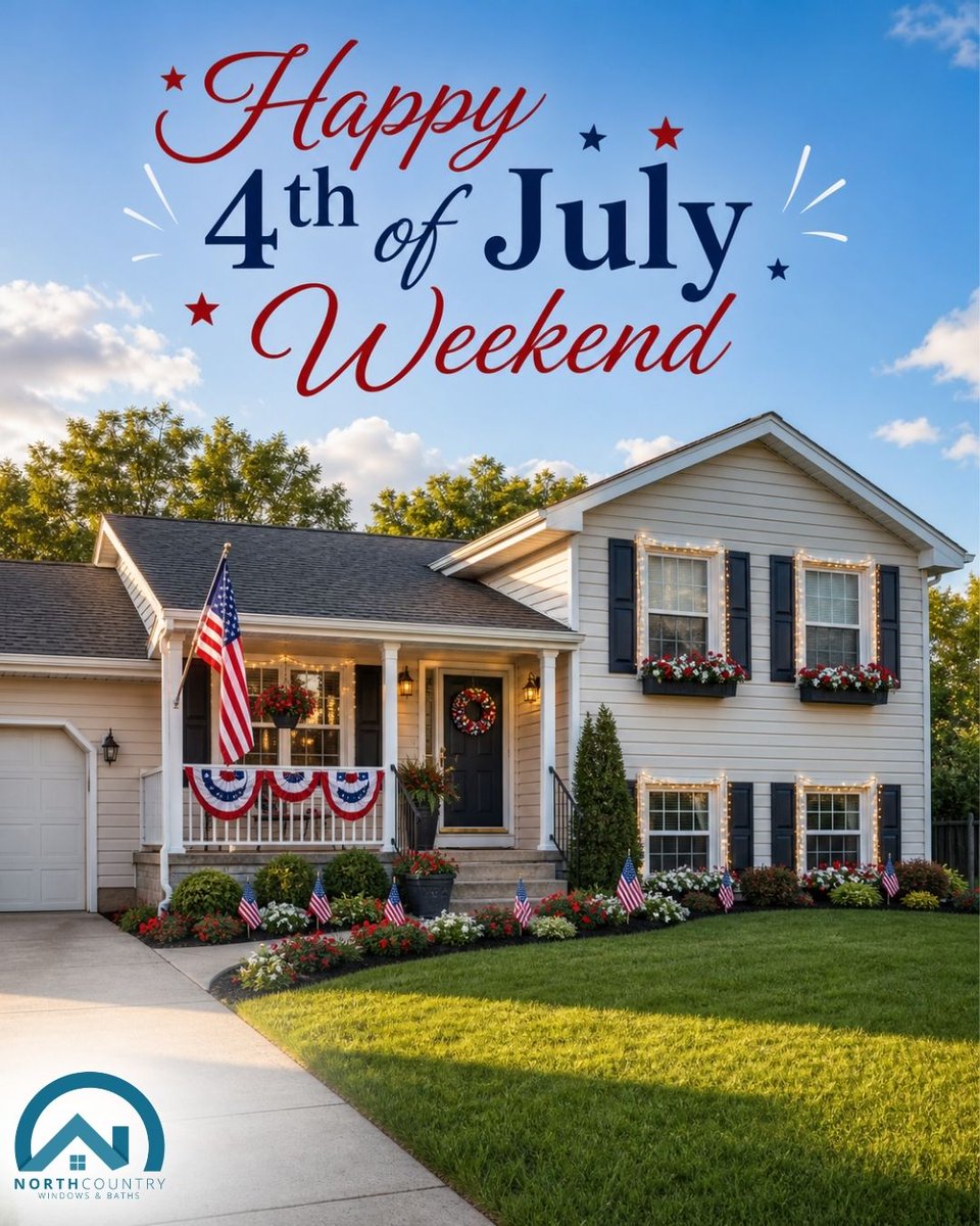 ncountrywindows's tweet photo. Wishing you a safe and happy 4th of July from North Country Windows &amp; Baths! 🇺🇸✨

Have a wonderful holiday with family, friends, and plenty of sunshine!
https://t.co/j27qALGYRp https://t.co/pCXa3FvAbD