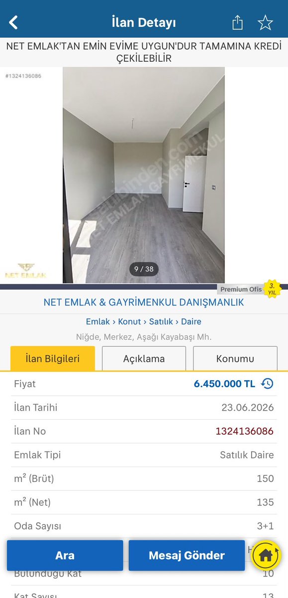 Sfrdan1e's tweet photo. Burası Niğde‼️
Evleri o kadar şişirdiler ki ellerinde patlayan evleri eminevim,gelevim ,gitevim  full kredi nasıl alırsan ala döndüler.

Emlakçıları, Mütahhitleri aradığınızda fiyattan sonra ilk cümleleri "Sende ne kadar var?" o derece bitikler.
Satamayacağınız fiyatlar yazmasaydınız keşke.
Şimdi 6.5 M a Niğde de ev alacak sazan arıyorlar.